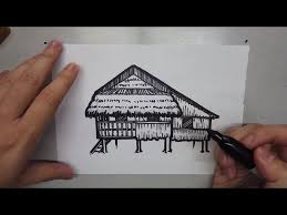 how to draw a nipa hut bahay kubo in