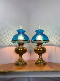 1 Vintage Rayo Oil Lamp Blue Glass