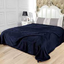 soft navy blue fleece blanket for bed