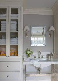 Ivory And Gray Bathroom With Glass Door