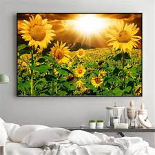 Sunflower Canvas Painting Rustic Home
