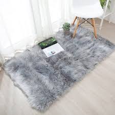 soft faux fur grey area rug 3ft by