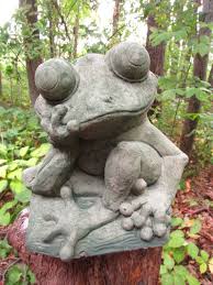 Large 12 Cement Meditating Frog On Log