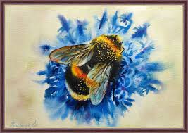 ble bee painting insect watercolor