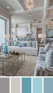 Chic Coastal Living Room In White Aqua
