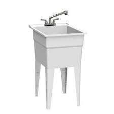 Comes with faucet and supply lines. Rugged Tub 18 In X 24 In Polypropylene White Laundry Sink With 2 Hdl Non Metallic Pullout Faucet And Installation Kit N52wk1 The Home Depot Laundry Sink Utility Sink Sink