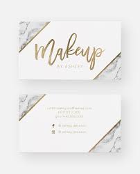 Chic Gold White Marble Script Makeup Typography Business Card Digital Download