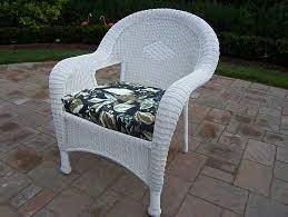White Resin Wicker Arm Chair With