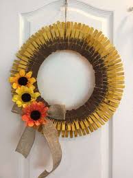 diy clothespin sunflower wreath