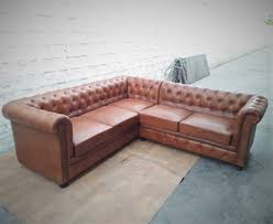 rustic green tan leather corner sofa