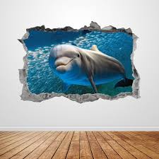 Dolphin Wall Decal Smashed 3d Graphic