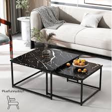 2 Tiered Coffee Table Set 2pc Side