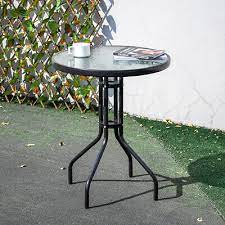 60cm Round Tempered Glass Table Patio