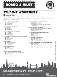 Romeo Juliet Student Worksheet 1 Reading Task 1