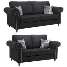 oakland charcoal tufted 3 2 seater sofa