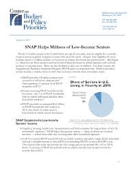 Snap Helps Millions Of Low Income Seniors Center On Budget