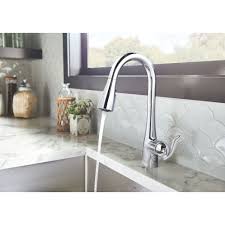 chrome one handle pulldown kitchen faucet