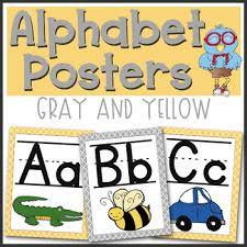 Alphabet Posters Gray And Yellow