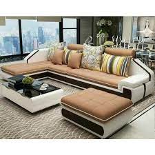 wooden modern l shape corner sofa set