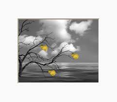 Black White Yellow Wall Art Tree With