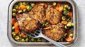 roasted pork chop and veggies sheet pan