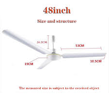 ceiling fan with 3 metal blades white