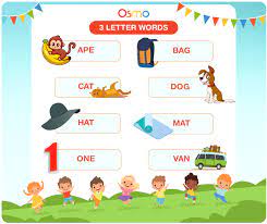 3 letter words for kids list of three