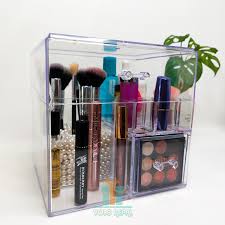 acrylic gl makeup organizer brown
