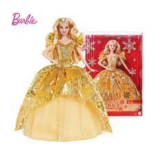 Búp Bê Barbie Holiday 2020 Bất Ngờ Búp Bê Với Mái Tóc Vàng Vàng Đầm Công