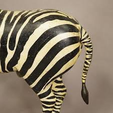 Wooden Carved Statue Of A Zebra Hand