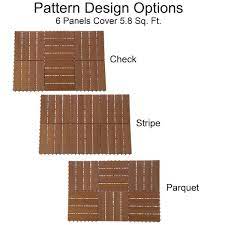 Patio Floor Tiles Set Of 6 Wood Plastic Composite Interlocking Deck Tiles For Outdoor Flooring 5 8 Square Feet By Pure Garden Brown Woodgrain
