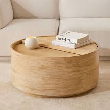 volume round storage drum coffee table