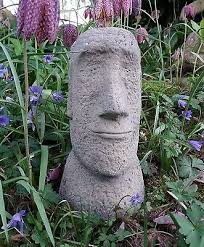 stone garden small moai head easter