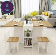This set includes an extending table and 6 dining chairs with cross backs, all are made of wood. Foldable Extendable Dining Set 6 Seater Furniture Home Living Furniture Chairs On Carousell
