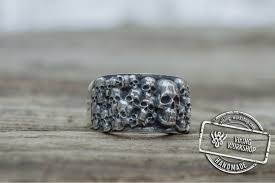 ring with skulls sterling silver unique