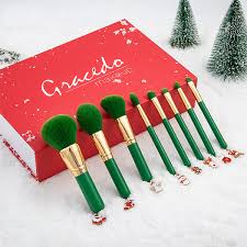 christmas green makeup brush aluminum