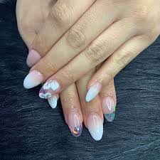 short white and clear nails pictures