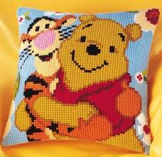 Winnie The Pooh And Tigger Printed Cross Stitch Cushion Kit By Vervaco