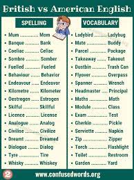 The table below lists some of the everyday objects that have different names, depending on what form of english you are using. British English Vs American English What Are The Differences Confused Words
