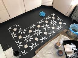 stenciling the kitchen floor