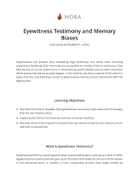 pdf eyewitness testimony and memory biases