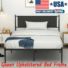 Queen Size Upholstered Metal Bed Frame