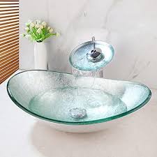 Art Silver Bathroom Oval Glass Vessel