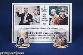 Add to favourites (119 fans). Prince Charles Camilla Hochzeit Heir Apparent Box Set 2 Fingerhute Karte Ebay