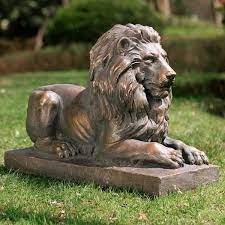 Mgo Lying Guardian Lion Statue Set