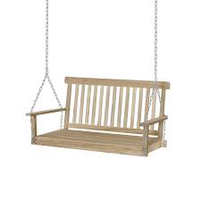 Outsunny Outdoor Outdoor Wooden 2 Seater Poch Swing Chair Hanging Hammock Garden Furniture Natural Porch Bench Chains