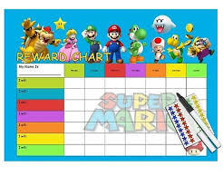 A4 Reusable Behaviour Super Mario Reward Chart Free Stickers