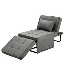 gray 4 in 1 adjule single sofa bed folding convertible chair ottoman arm chair sleeper bed
