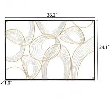 Luxenhome Gold And Black Abstract Metal Rectangular Metal Wall Decor
