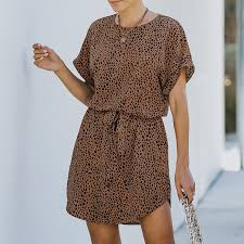 short chiffon dress leopard print with